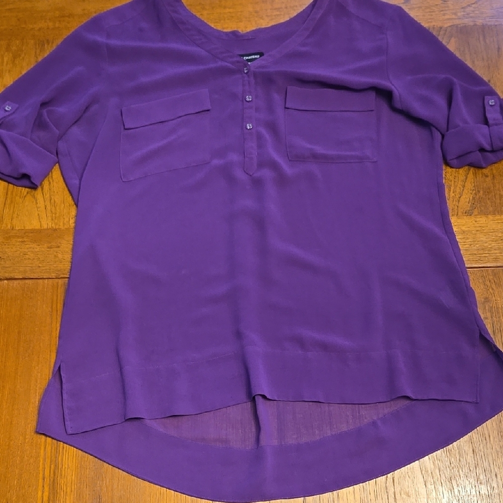 Le Chateau Vivid Purple Sheer Blouse